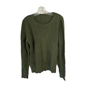 Daniel Cremieux Army Green Cable 100% Cashmere Cable Sweater Medium